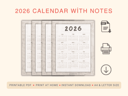 2026 Calendar with Notes