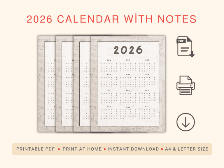 2026 Calendar with Notes
