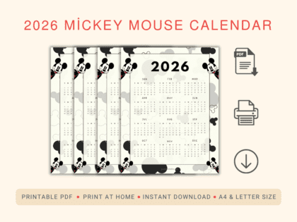 2026 Mickey Mouse Calendar