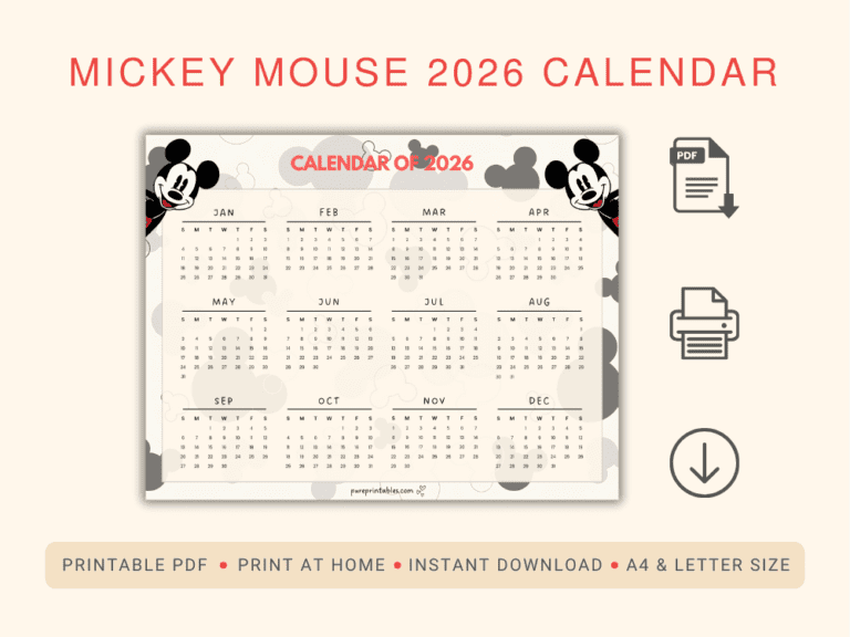 Mickey Mouse Calendar of 2026
